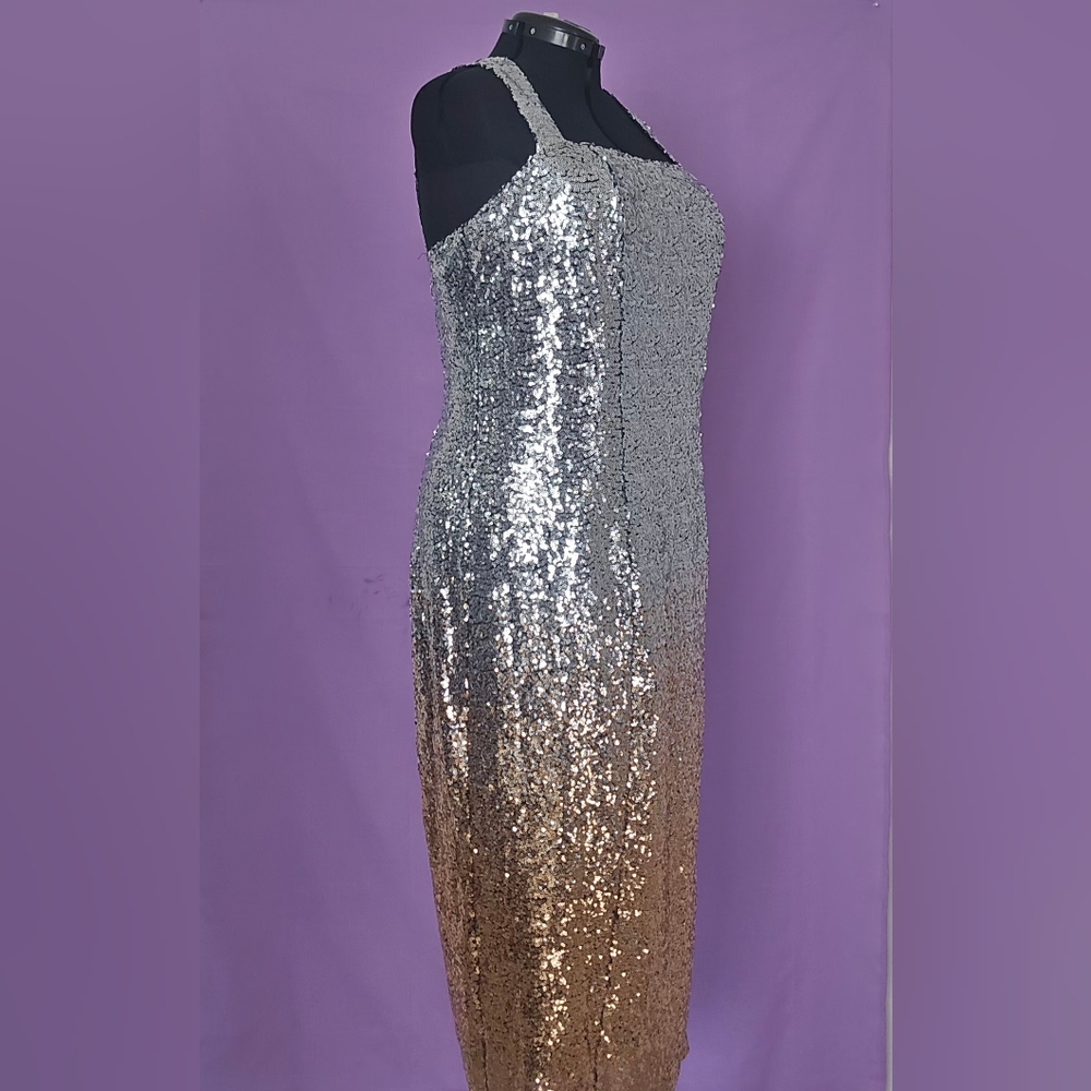Silver Sequin One-Shoulder Dress